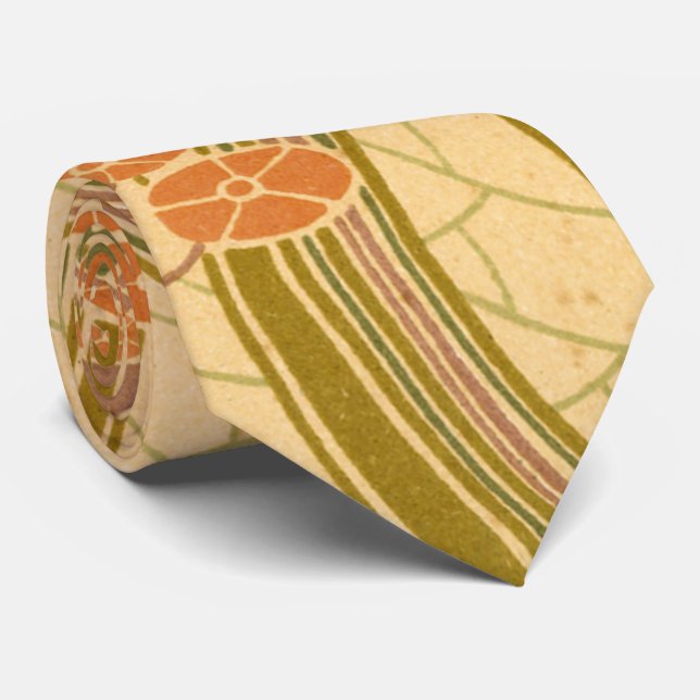 Cravate Reene Beauclair présente un motif floral Art Nouve (Roulé)