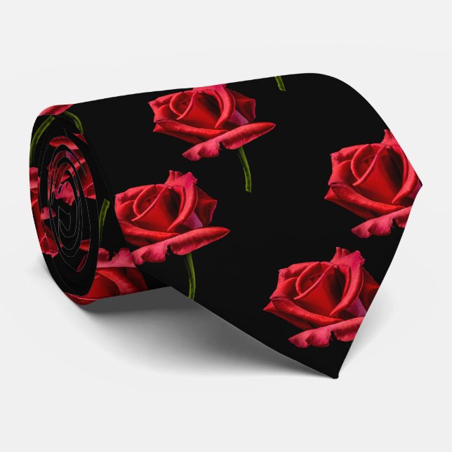 Cravate refoulée de motif de rose rouge (Roulé)