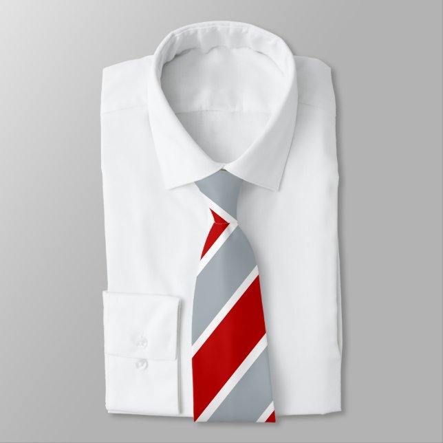 Cravate régimentaire rouge en argent et blanc (Attaché)