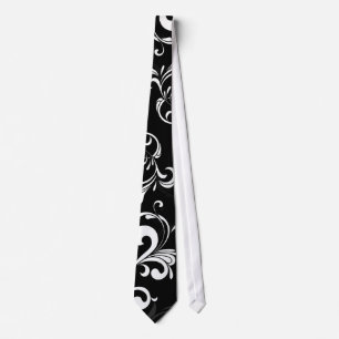 Cravate Remous noir et blanc contemporain