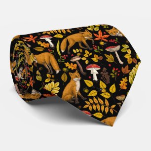 Cravate Renard d'automne sur noir