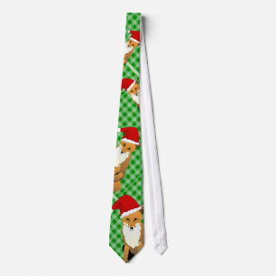 Cravate Renards dans des casquettes de Père Noël