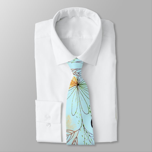 Cravate Résumé moderne Motif d'affaires bleu jaune (Attaché)
