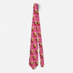Cravate Retriever doré noeud rouge