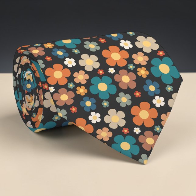 Cravate Retro 70s Flower Classic Custom Necktie (Créateur téléchargé)