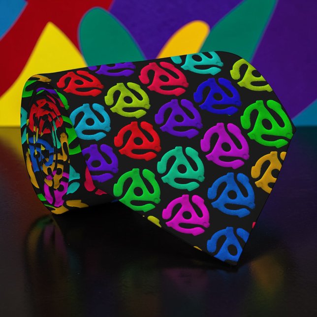 Cravate Retro 70s Vinyl Record 45 Custom Necktie Tie (Créateur téléchargé)