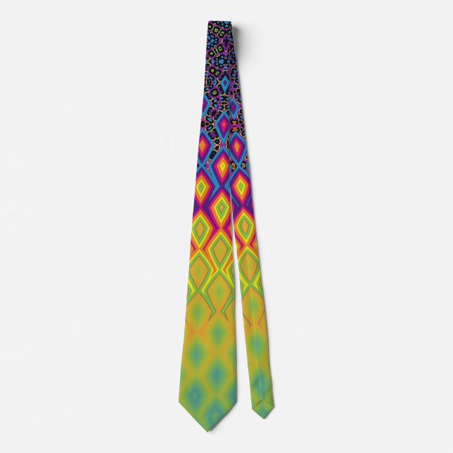 Cravate Retro 90s Vibrant Neon couleur Motif Abstrait (Devant)