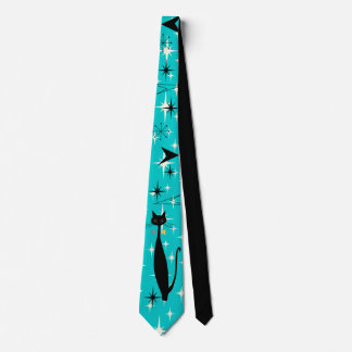 Cravate Retro Atomique Moyen Siècle Moderne MCM Cool Cat N