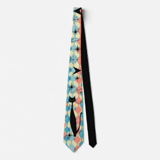 Cravate Retro Atomique Moyen Siècle Moderne MCM Cool Cat N