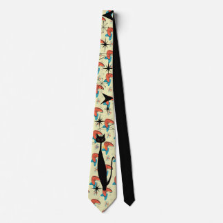Cravate Retro Atomique Moyen Siècle Moderne MCM Cool Cat N