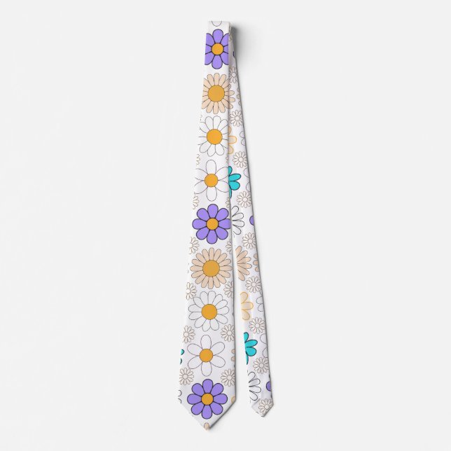 Cravate Retro Daisy Motif Simple.01. Aucun groupe (Devant)