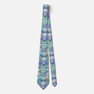 Cravate Retro Échelle de sirène Couleurs Motif Pastel