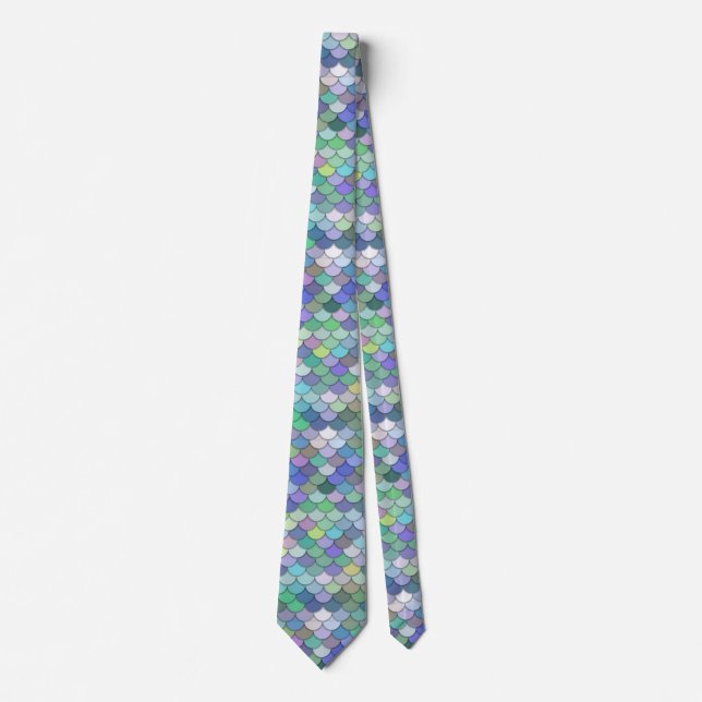 Cravate Retro Échelle de sirène Couleurs Motif Pastel  (Devant)