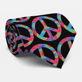 Cravate Retro Peace Sign - Rainbow Hippy Hippie Design