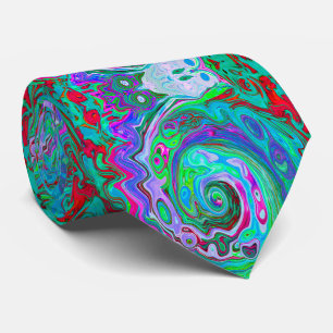Cravate Retro Vert, Rouge et Magenta Abstrait Super