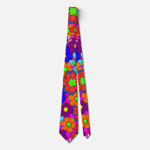 Cravate Rétros fleurs de hippie