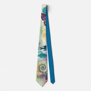 Cravate Rêve Aquatique Floral Vibrant