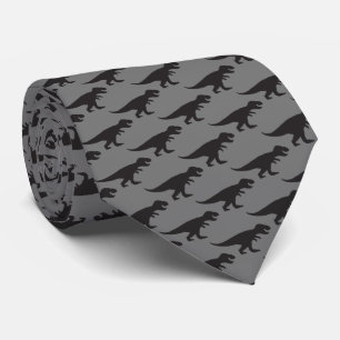 Cravate REX - T-Rex King des Dinosaures gris noir