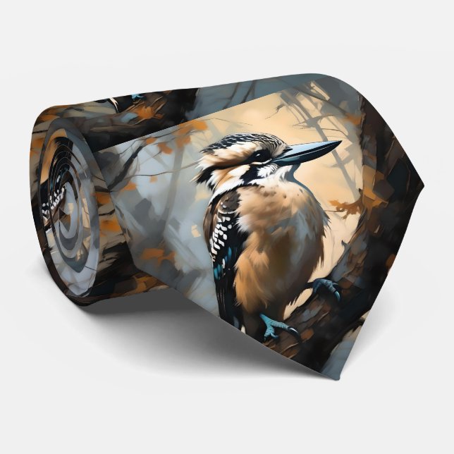Cravate Rires de charme : Kookaburra dans peinture à huile (Roulé)