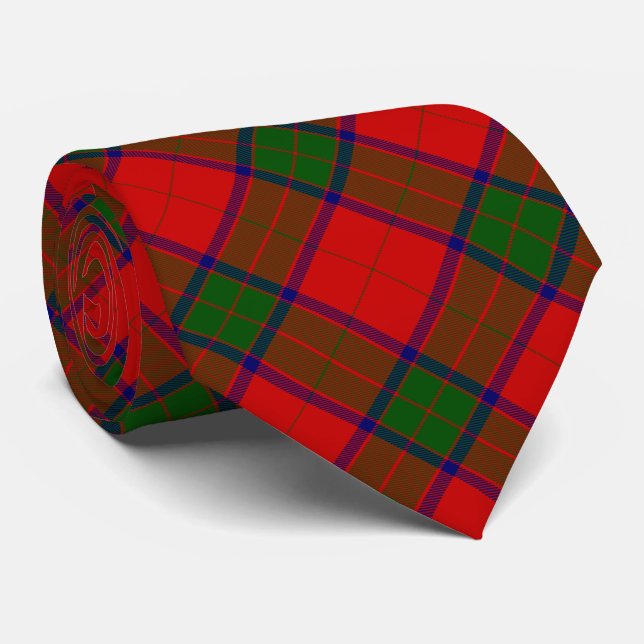 Cravate Robertson tartson rouge vert plaid (Roulé)