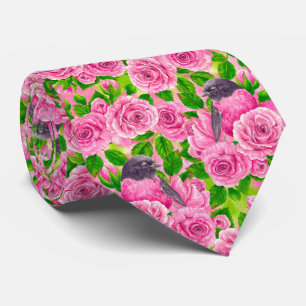 Cravate Robin rose et rose