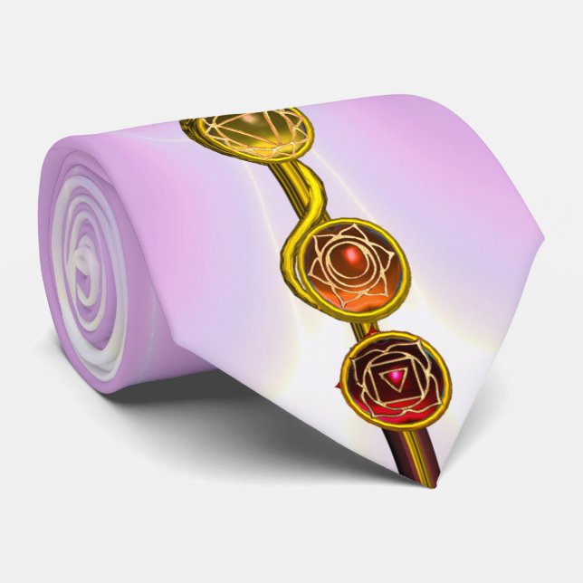 CRAVATE RODE D'ASCLEPIUS 7 CHAKRAS, YOGA, ÉNERGIE SPIRITUE (Roulé)