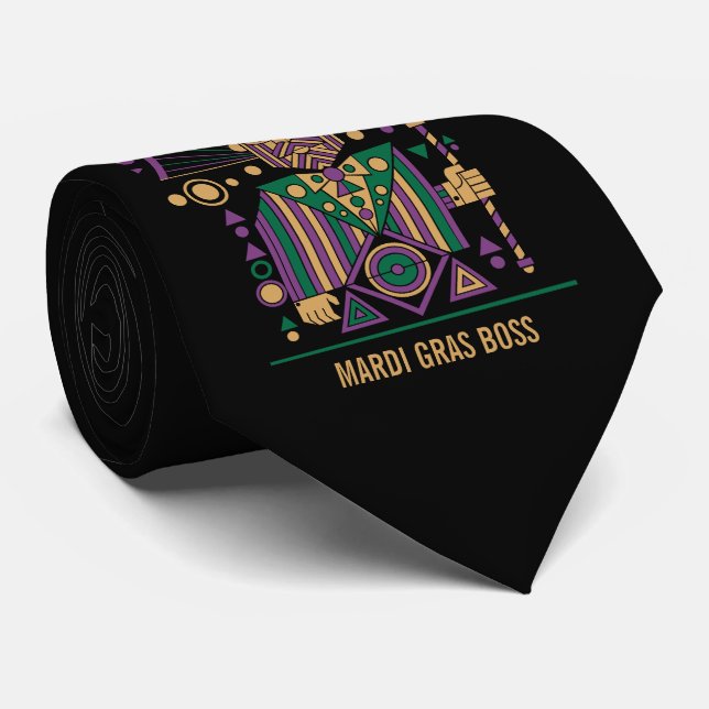 Cravate Roi personnalisé de Mardi Gras 2026 (Roulé)