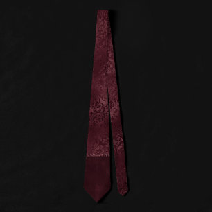 Cravate Romance Vin De Minuit   Dark Satiny Grunge Damask
