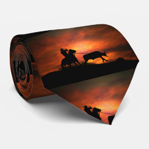 Cravate Roping Horse Et Cowboy Pays Ouest