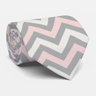 Cravate Rose, blanc cassé et gris clair en chevron