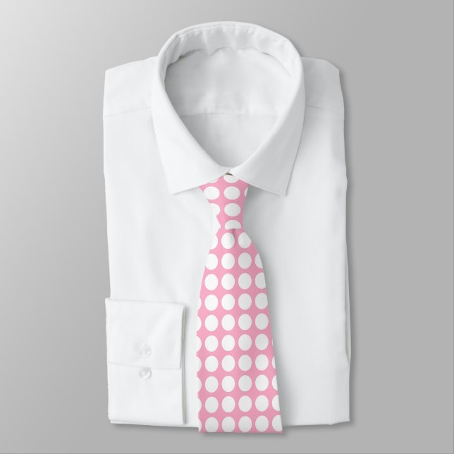 Cravate Rose blanc de pois (Attaché)