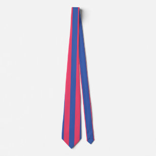 Cravate Rose Chaud & Bleu Royal Rayures Verticales Gras