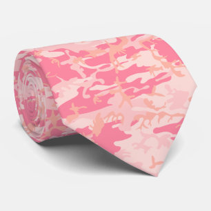 Cravate Rose Clair, Rose, Camouflage Abricot