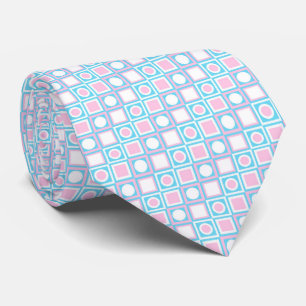 Cravate Rose clair Turquoise Aqua Blue White Art Motif