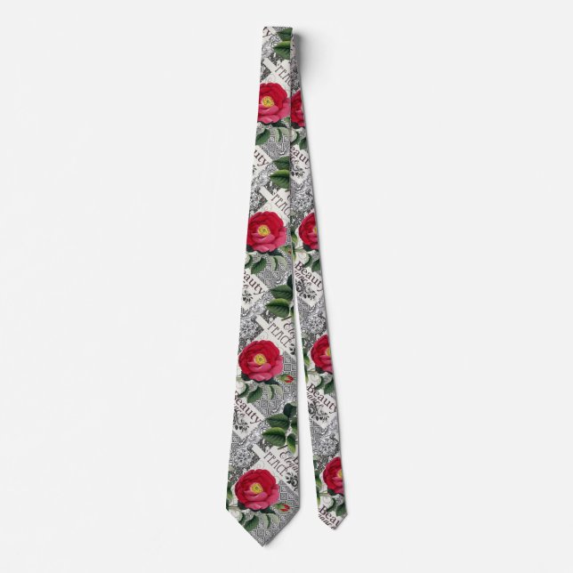 Cravate Rose Damask Joli Floral Antique (Devant)