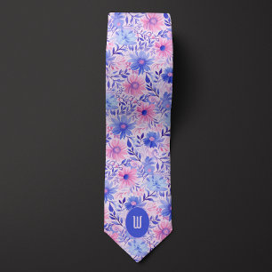 Cravate Rose et bleu pastel Aquarelle
