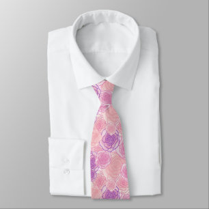 Cravate Rose Florale Rose Vintage