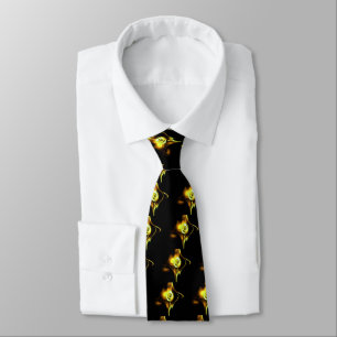 Cravate Rose FRACTAL BROWN JAUNE EN NOIR