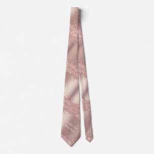Cravate Rose Gold Glitter Sparkly Tie with Custom Text