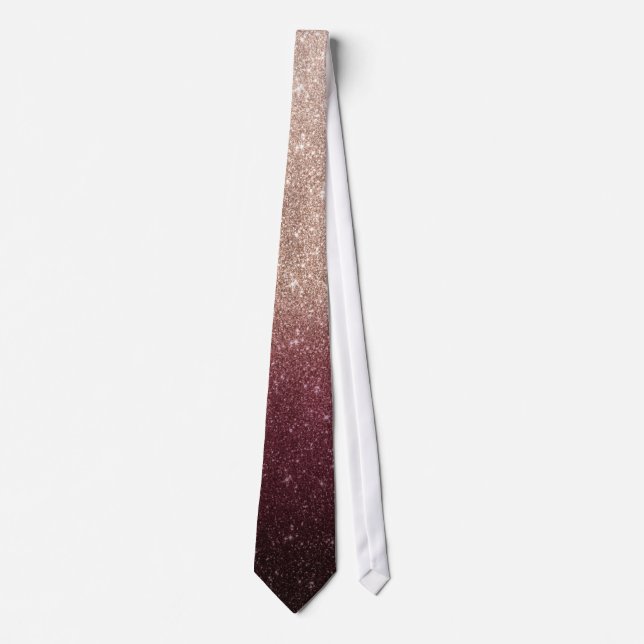 Cravate Rose moderne de Faux Gold & Burgundy Parties scint (Devant)