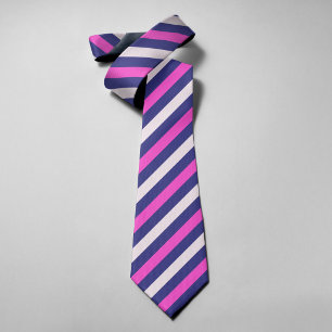 Cravate Rose Navy Fardé Rayures Vintage 80s 90s Mariage