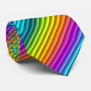 Cravate Rose orange bleu turquoise Vert arc-en-ciel rayure