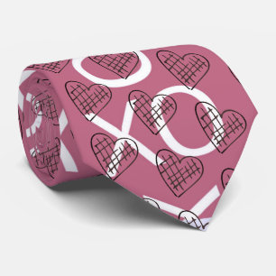 Cravate Rose Pink Hugs embrasse XOXO Hearts Valentines Day
