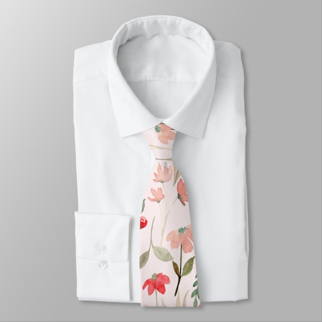 Cravate Rose rose florale moderne chic (Attaché)