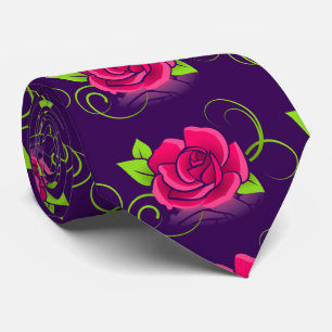 Cravate Rose rose sur Arrière - plan pourpre