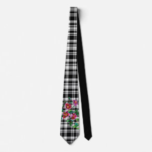 Cravate Rose vintage -Plaque noire