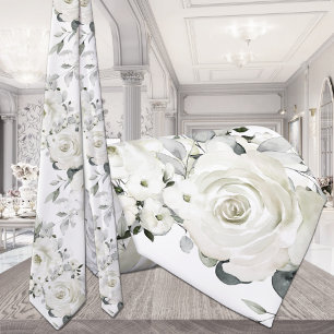 Cravate Roses blanches pures et mariage au eucalyptus arge