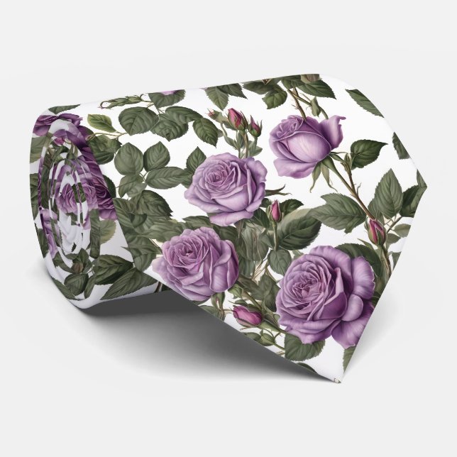 Cravate Roses de Rose pourpre, (Roulé)