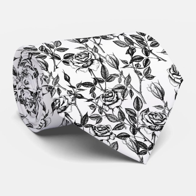 Cravate Roses drawing neck (Roulé)