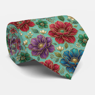 Cravate Roses Faux Soie Ton de Bijou + Gentleman en Or